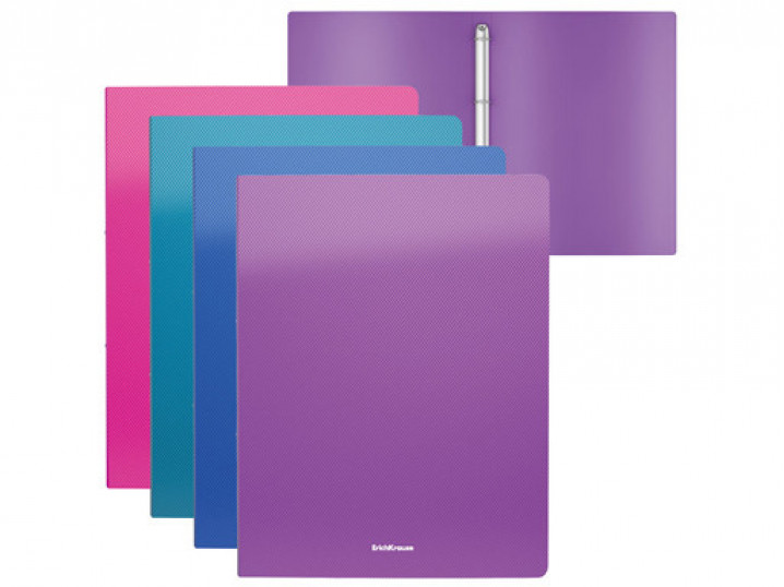 Папка на 4 кольцах пластиковая ErichKrause® Diagonal Vivid, 24мм, A4, ассорти 47134