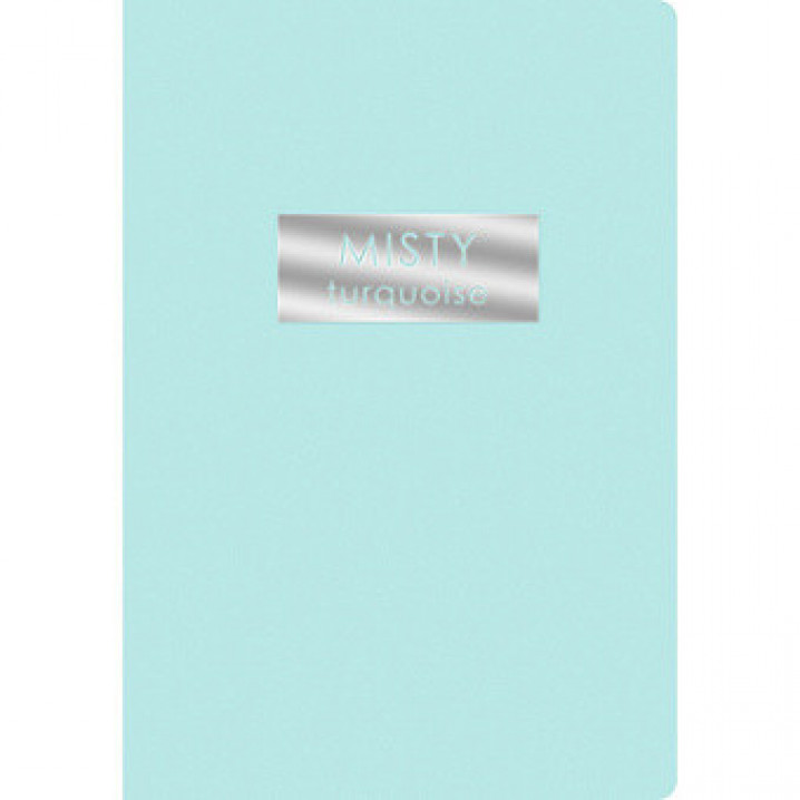 Блокнот А5 48л "Misty Turquoise" Скрепка Креп.по дл.стороне Обл:мел.картон, пантон.печать,Клетка
