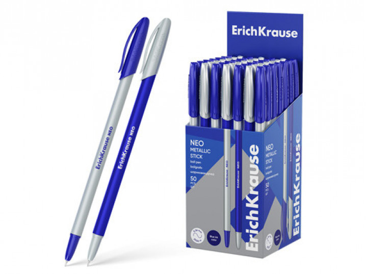 Ручка шариковая ErichKrause Neo® Stick Metallic 0.7, 2 км, Super Glide Technology, цвет чернил синий