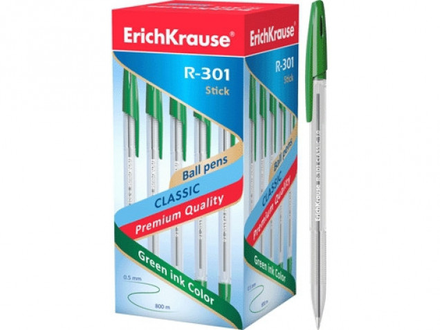 Ручка шариковая ERICH KRAUSE "R-301 Classic" 0,5 мм зеленая
