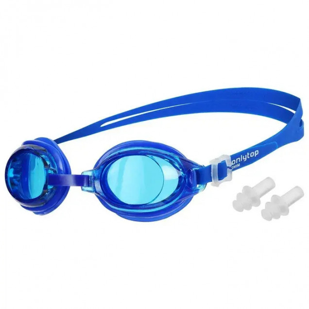 Очки для плавания детские ONLYTOP, беруши, синие