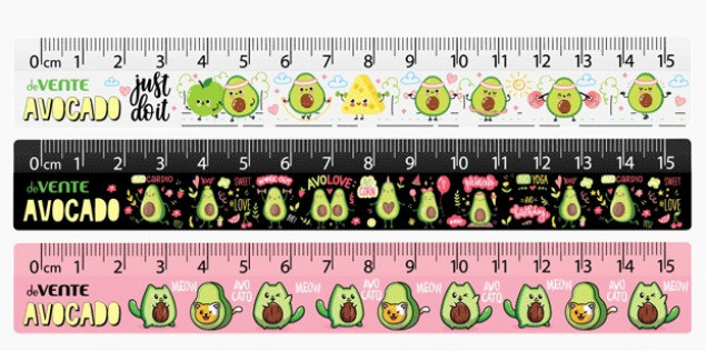 Линейка пластик 16см "Avocado" ассорти, с цветным стикером (deVENTE)