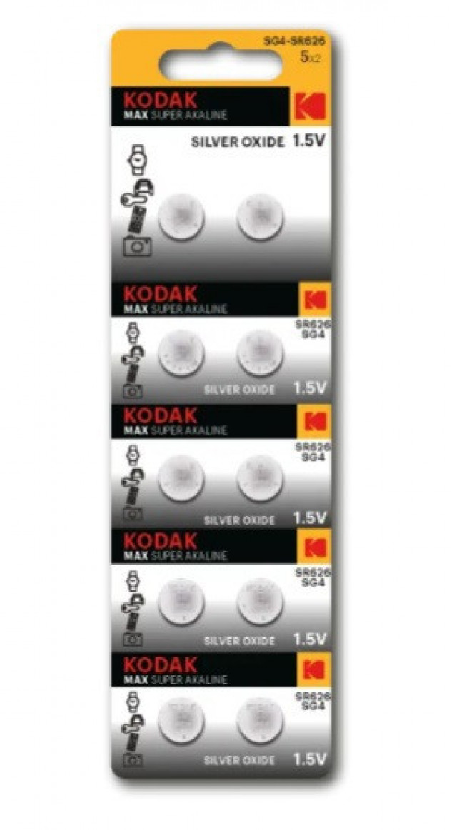Батарейка Kodak SG4 (377) SR626, SR66 MAX Silver Oxid Button Cell (10/100/2000)