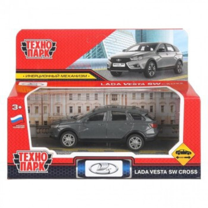 Машина металл Lada Vesta SW Crooss 10,5 см, (темно-серый) инерц,