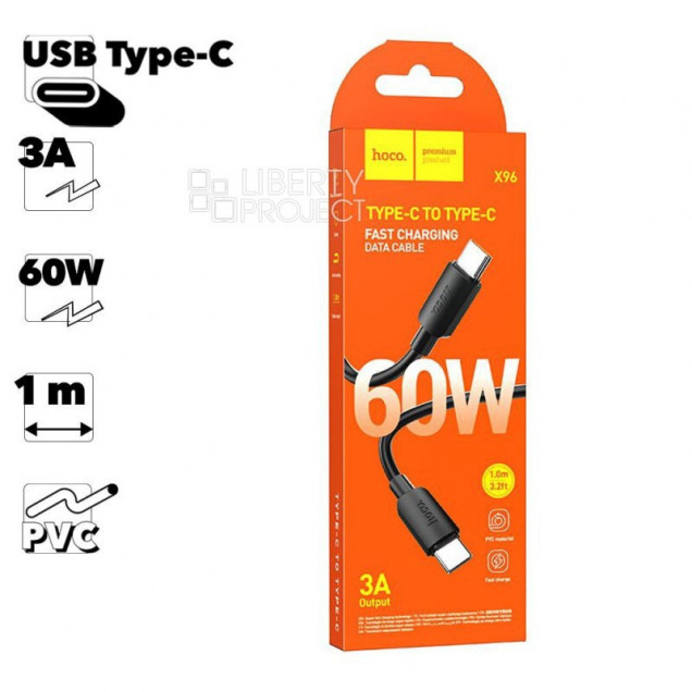 HOCO X96 Hyper, Type-C - 8 pin,1.0м, PD27Вт, 3.0А, цвет: белый
