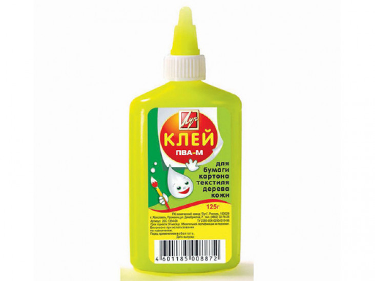 Клей ЛУЧ "ПВА -М" для бумаги, картона, текстиля, дерева, кожи 125 г