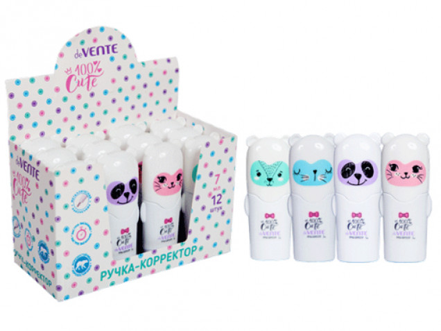 Корректор-ручка DEVENTE "100% Cute" металлический наконечник ассорти 7 мл