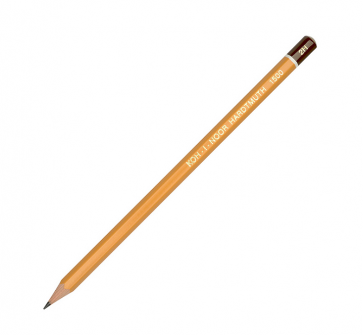 Карандаш чернографитный KOH-I-NOOR 1500 2H, без ластика, заточенный