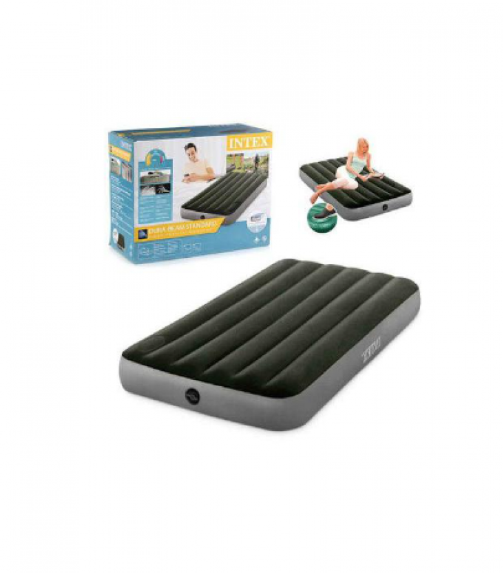 Кровать надувная INTEX "Downy bed" встроенный ножной насос 99x191x25см ПВХ