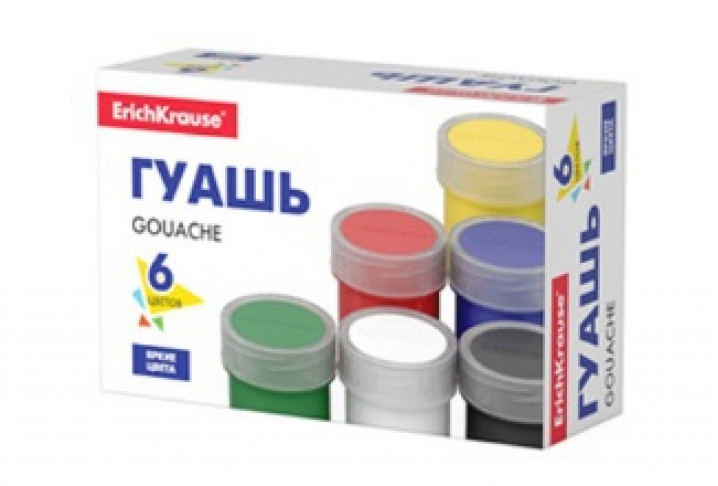 Гуашь 06цв по 17мл "Basic" карт упак ERICH KRAUSE 50543