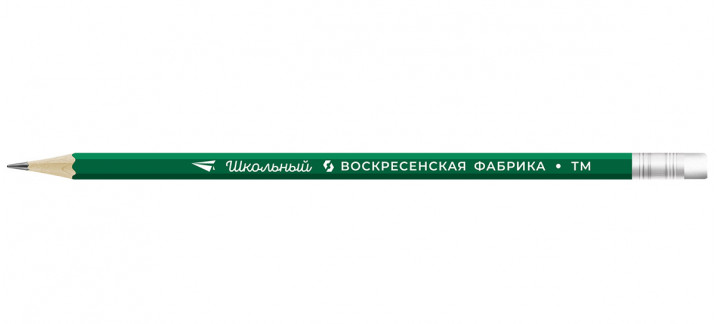 Карандаш графитный с ластиком заточенный ТМ (HB) ВКФ Школьный 1-1100
