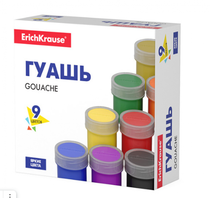 Гуашь 09цв по 17мл "Basic" карт упак ERICH KRAUSE 53729