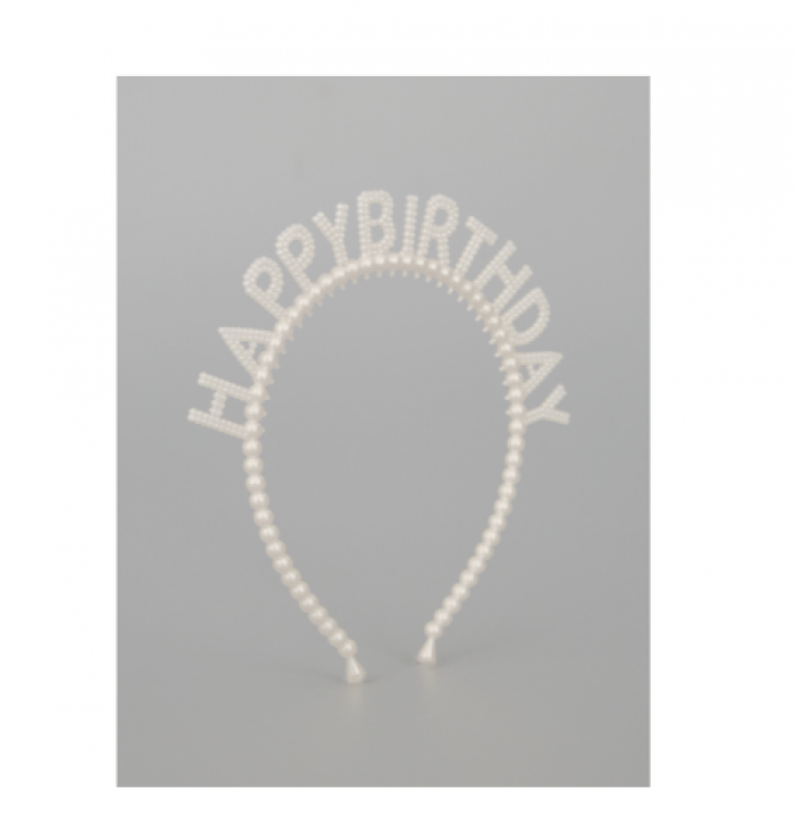 Ободок детский «Happy birthday» жемчужный