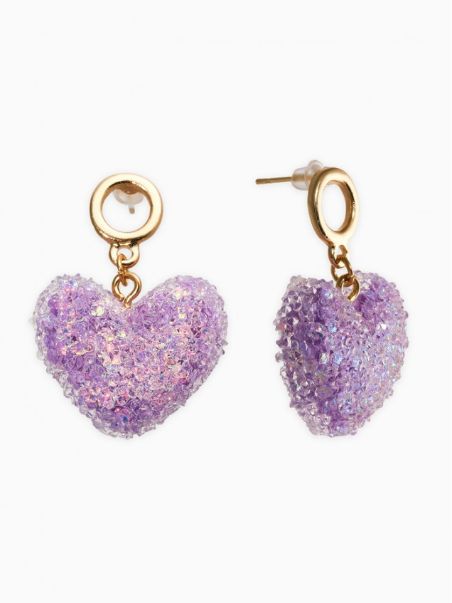 Серьги «Сердце сахарное», фиолетовые в золоте