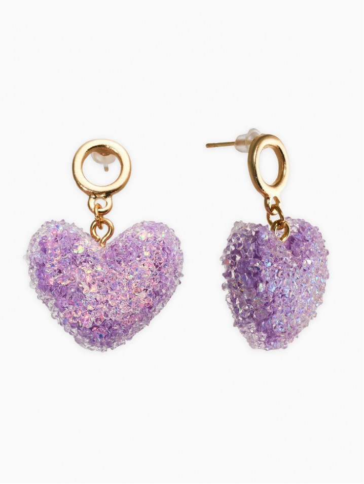 Серьги «Сердце сахарное», фиолетовые в золоте