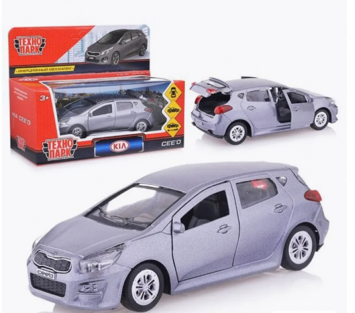 Машина металл Kia Ceed, 12см, (открыв. двери, серый) инерц., в коробке