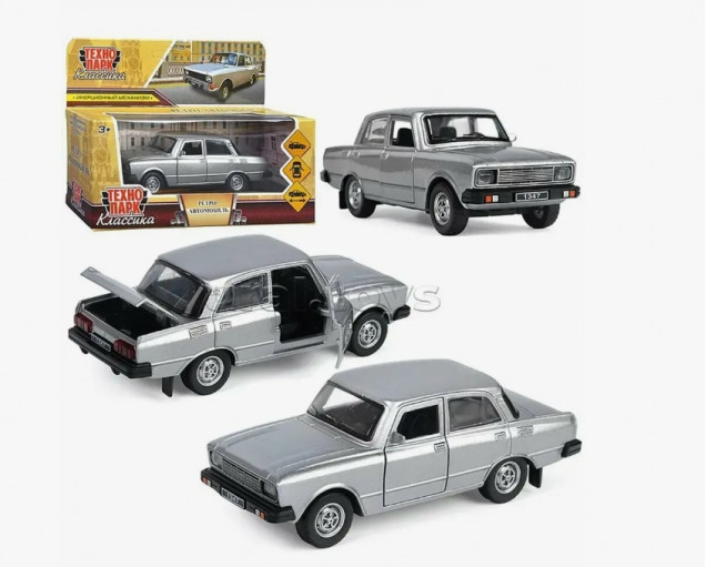 Машина металл АЗЛК "Москвич-2140sl", дл 12,5 см, (дв, баг, серебр) инерц., в коробке