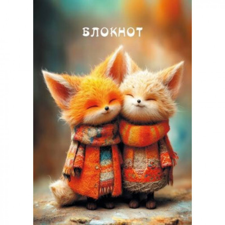 Блокнот А6 48л. клетка "Друзья лисята" на гребне, обл. карт.