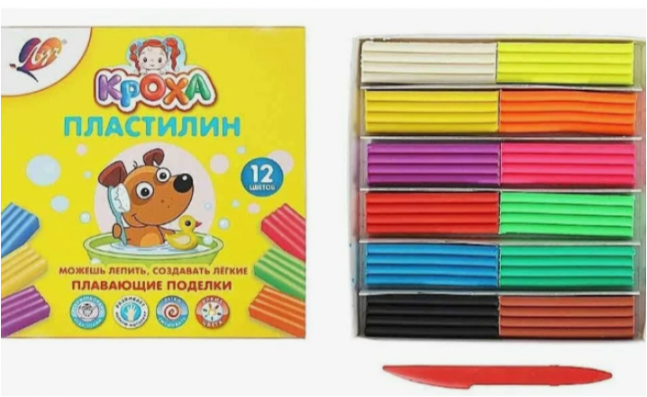 Пластилин плавающий 12 цв.