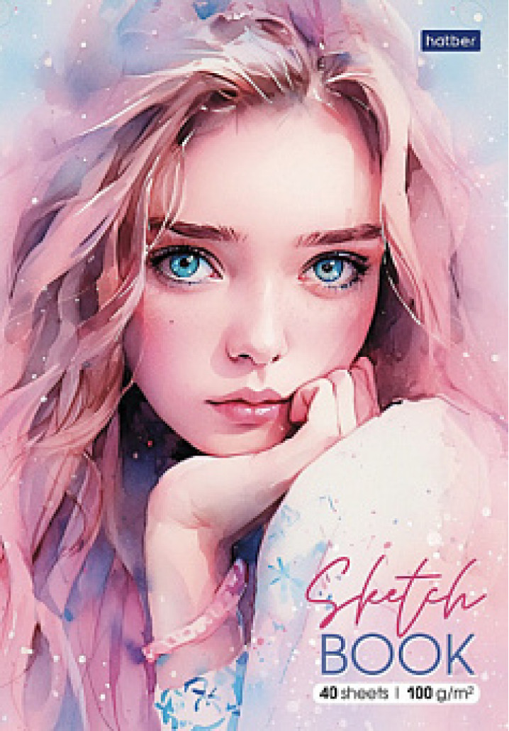 "Premium" Блокнот SketchBook 40л А5ф без линовки 100г/кв.м отрывная склейка глянц.ламин.жест. 087787