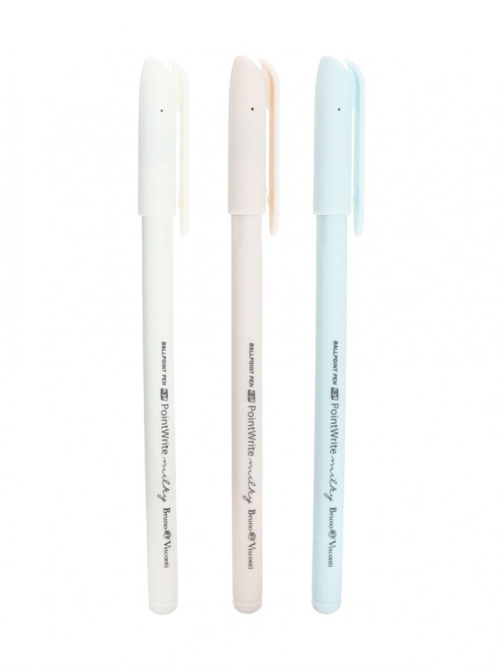 Ручка шариковая, BrunoVisconti PointWrite Milky, 0.38 мм, стержень синий, МИКС