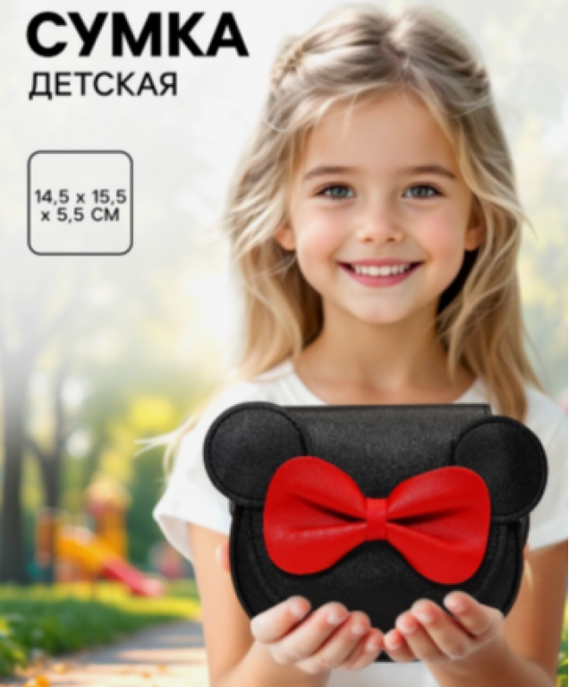 Сумочка детская, черная, Минни Маус