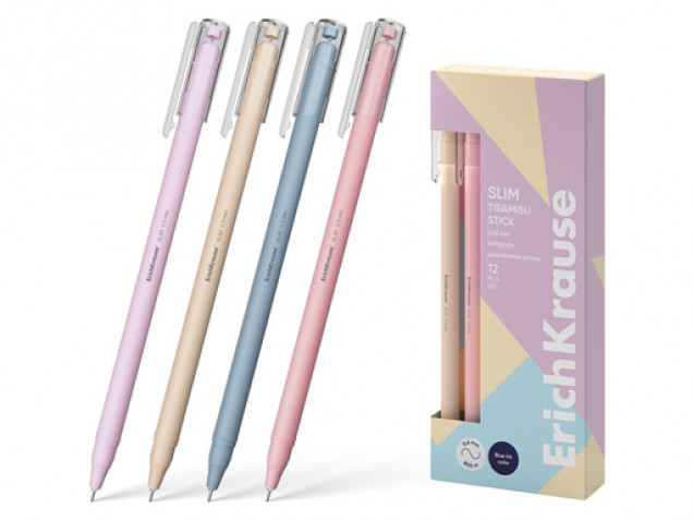 Ручка шариковая ErichKrause® Slim Stick Tiramisu 0.7мм, син.EK61045